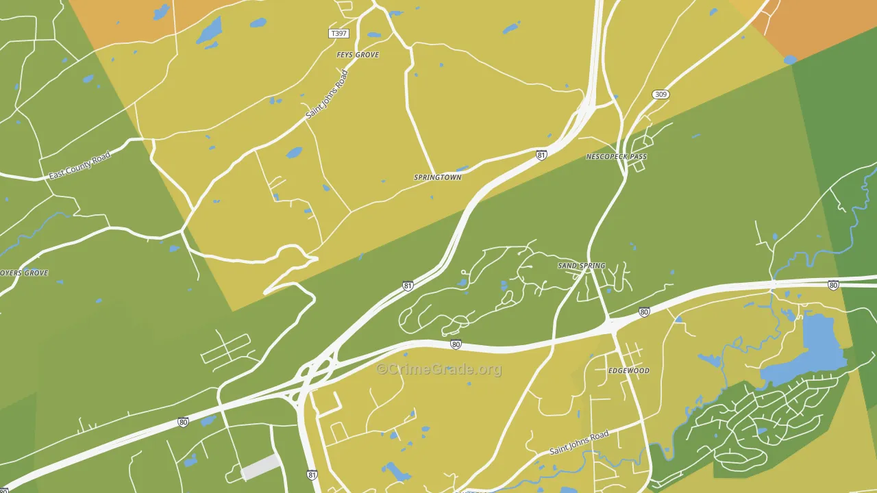 Springtown, PA Map of Murder Rates