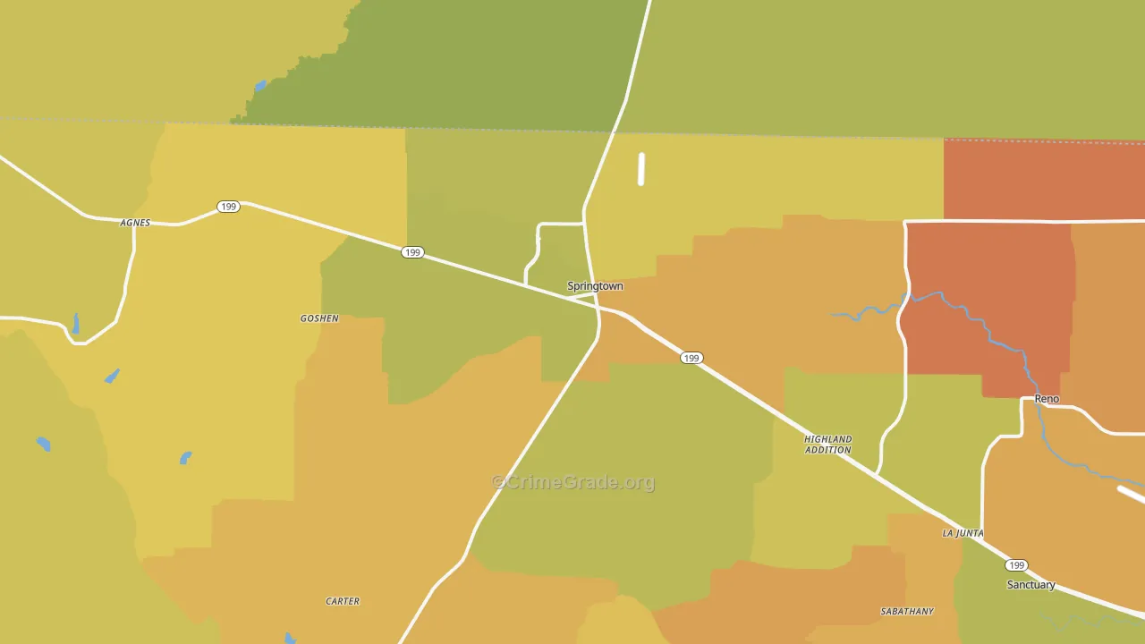 Springtown, TX Map of Murder Rates