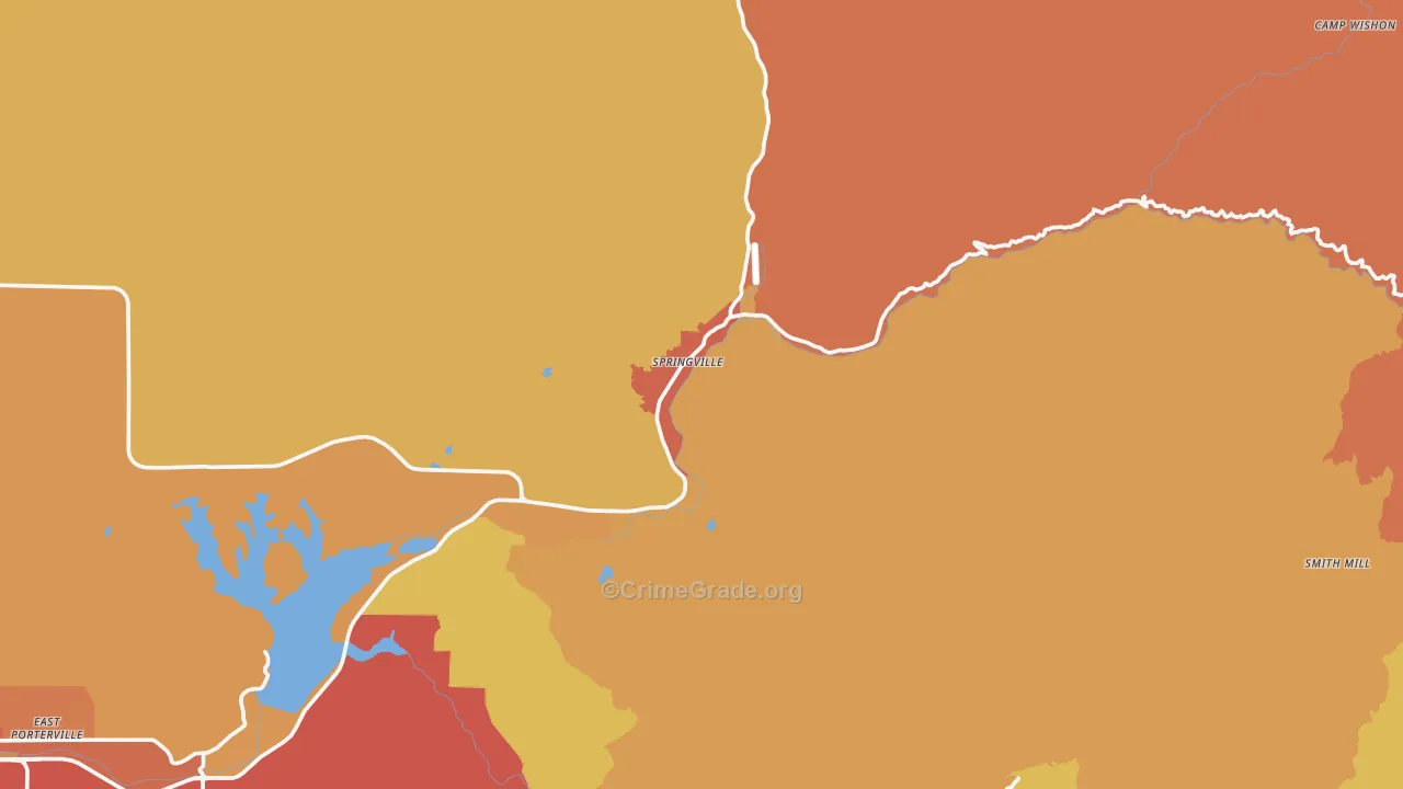 Springville, CA Map of Murder Rates