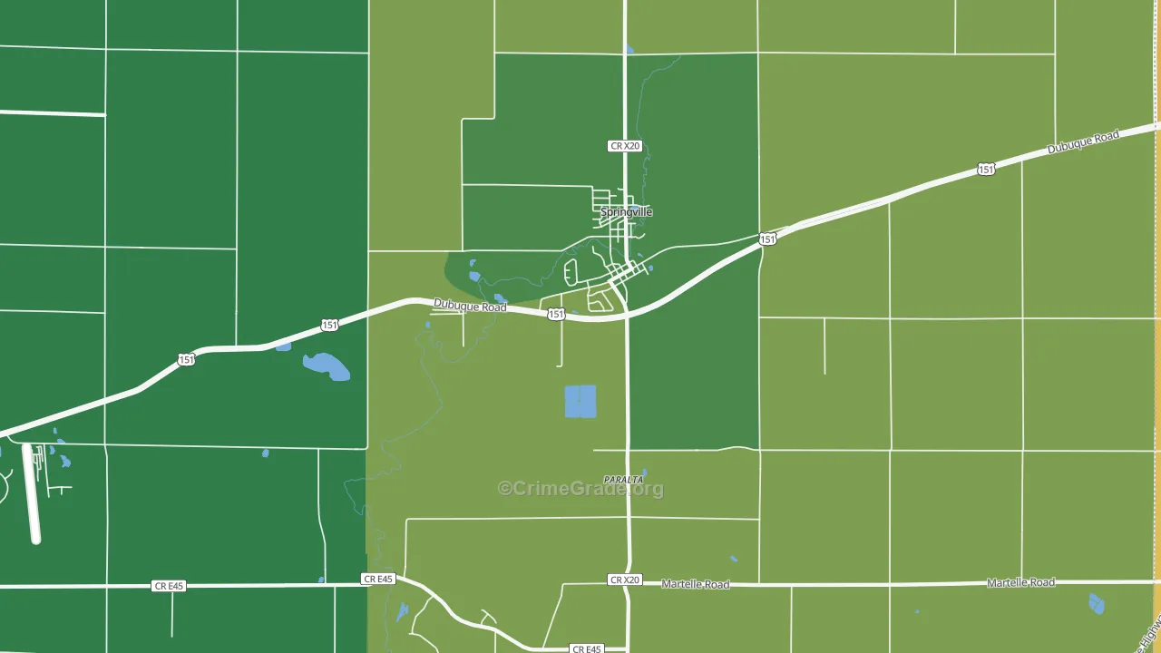 Springville, IA Map of Murder Rates