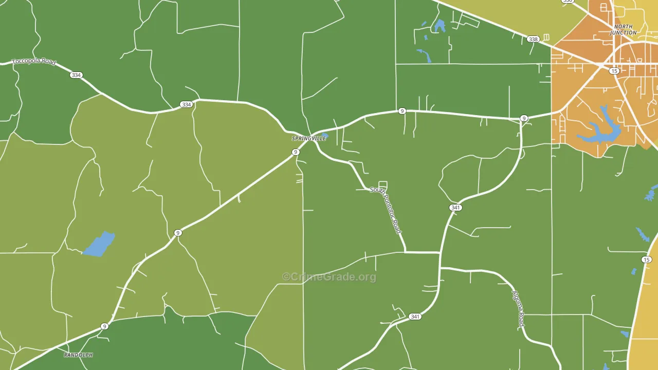 Springville, MS Map of Murder Rates