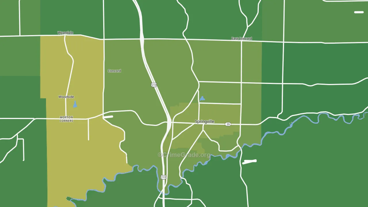 Springville, NY Map of Murder Rates
