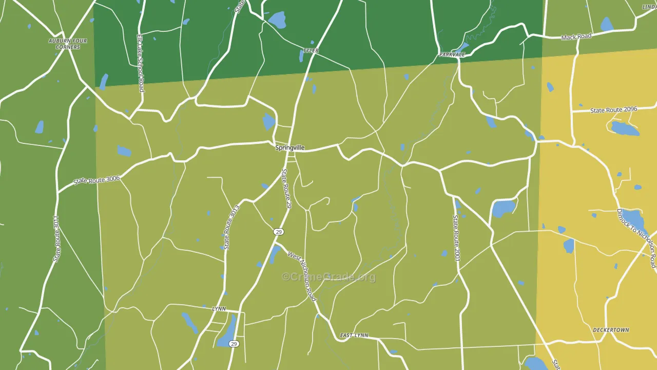 Springville, PA Map of Murder Rates