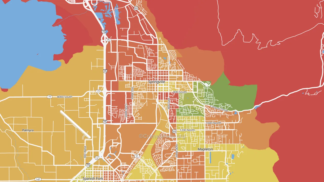 Springville, UT Map of Murder Rates