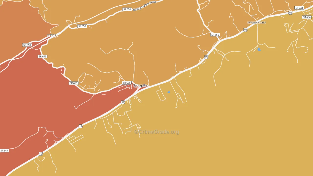 Springville, VA Map of Murder Rates