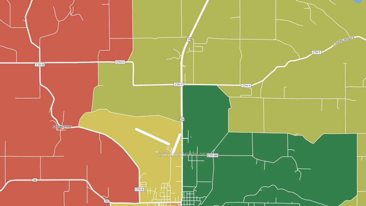 Springville, WI Map of Murder Rates