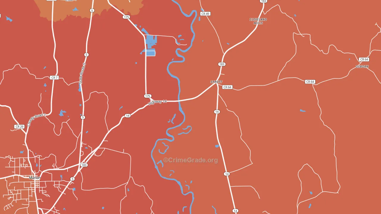 Sprott, AL Map of Murder Rates