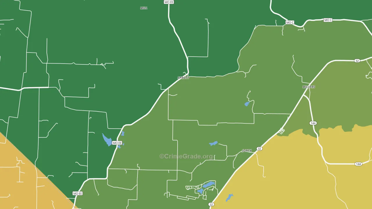 Sprott, MO Map of Murder Rates