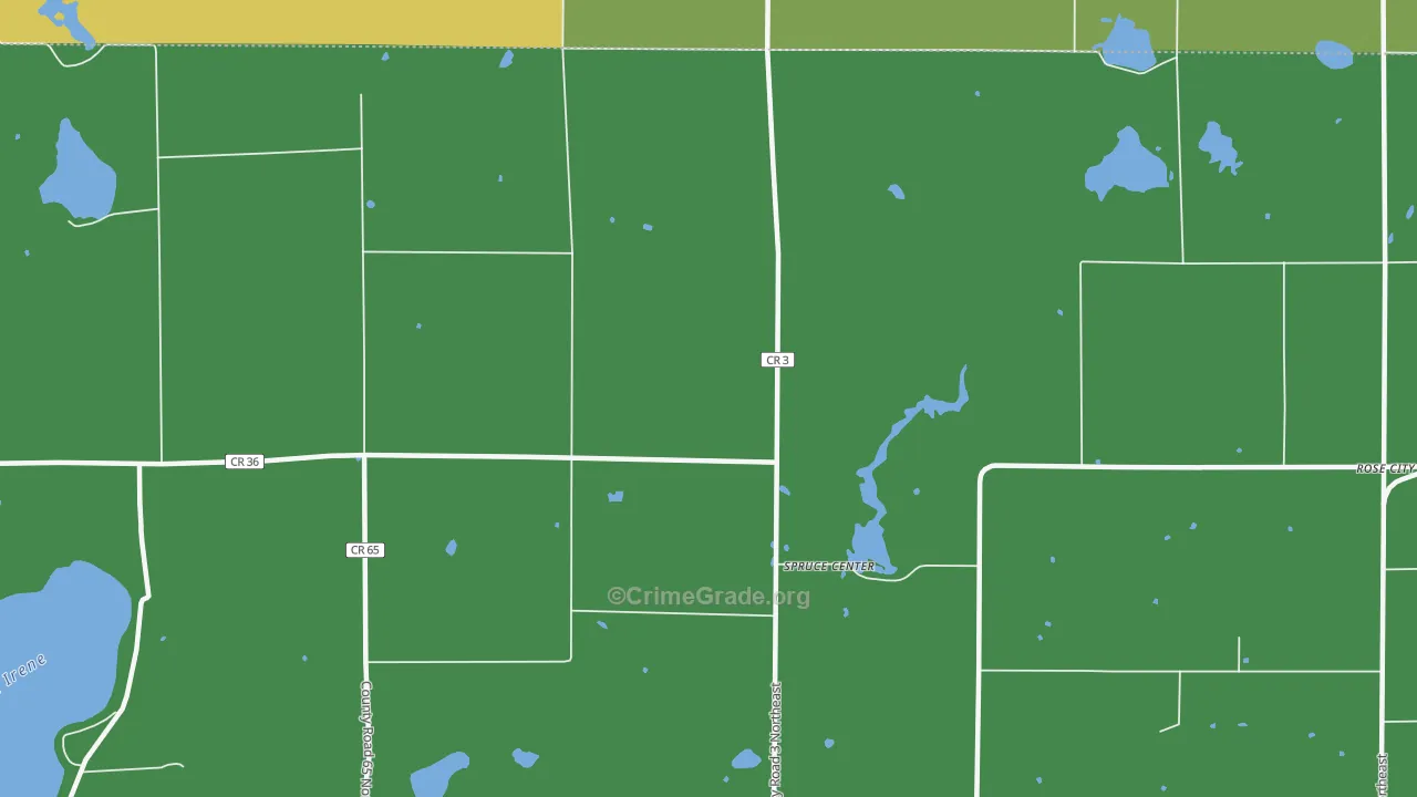 Spruce Center, MN Map of Murder Rates