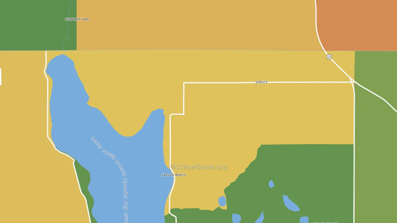 Spruce, MI Map of Murder Rates