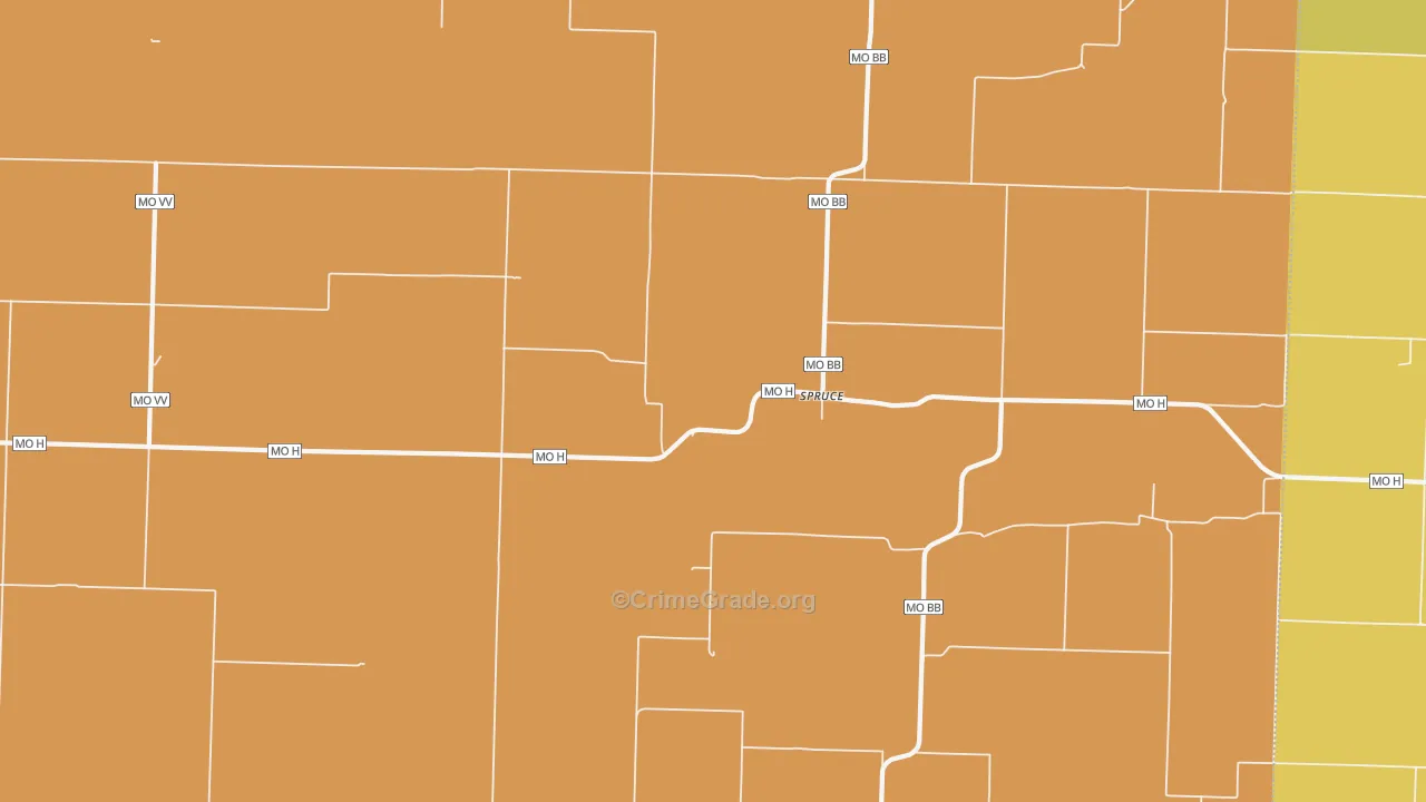 Spruce, MO Map of Murder Rates