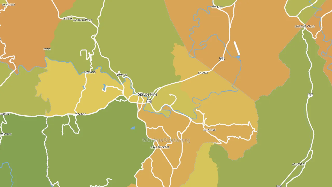 Spruce Pine, NC Map of Murder Rates