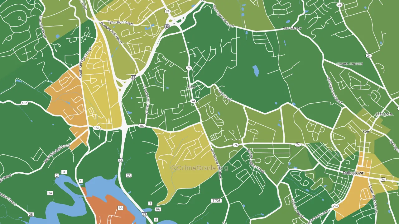 Spry, PA Map of Murder Rates