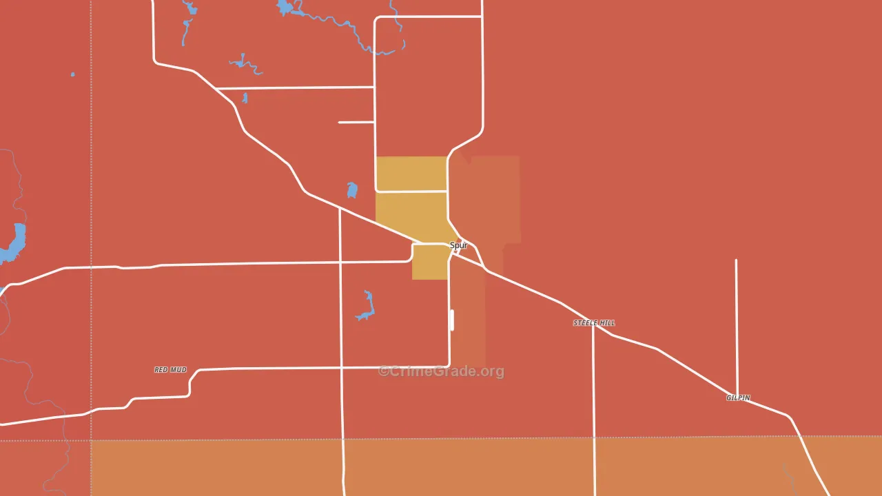 Spur, TX Map of Murder Rates