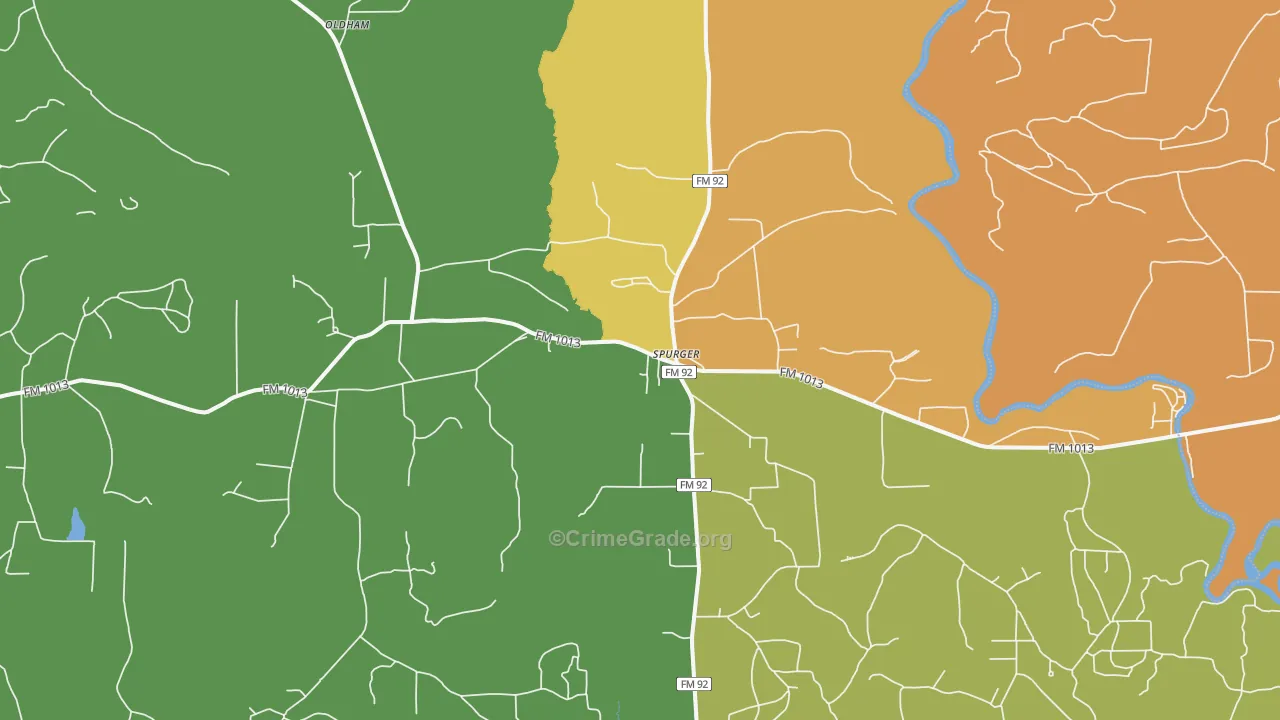 Spurger, TX Map of Murder Rates