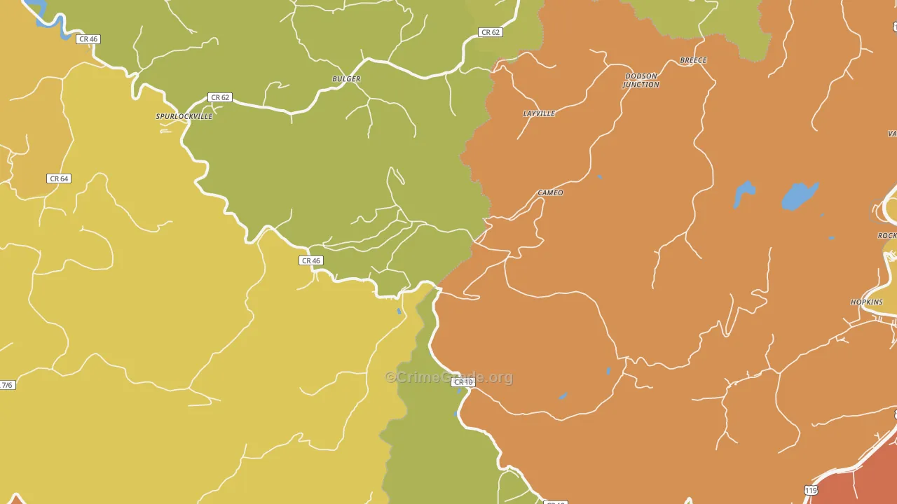 Spurlockville, WV Map of Murder Rates