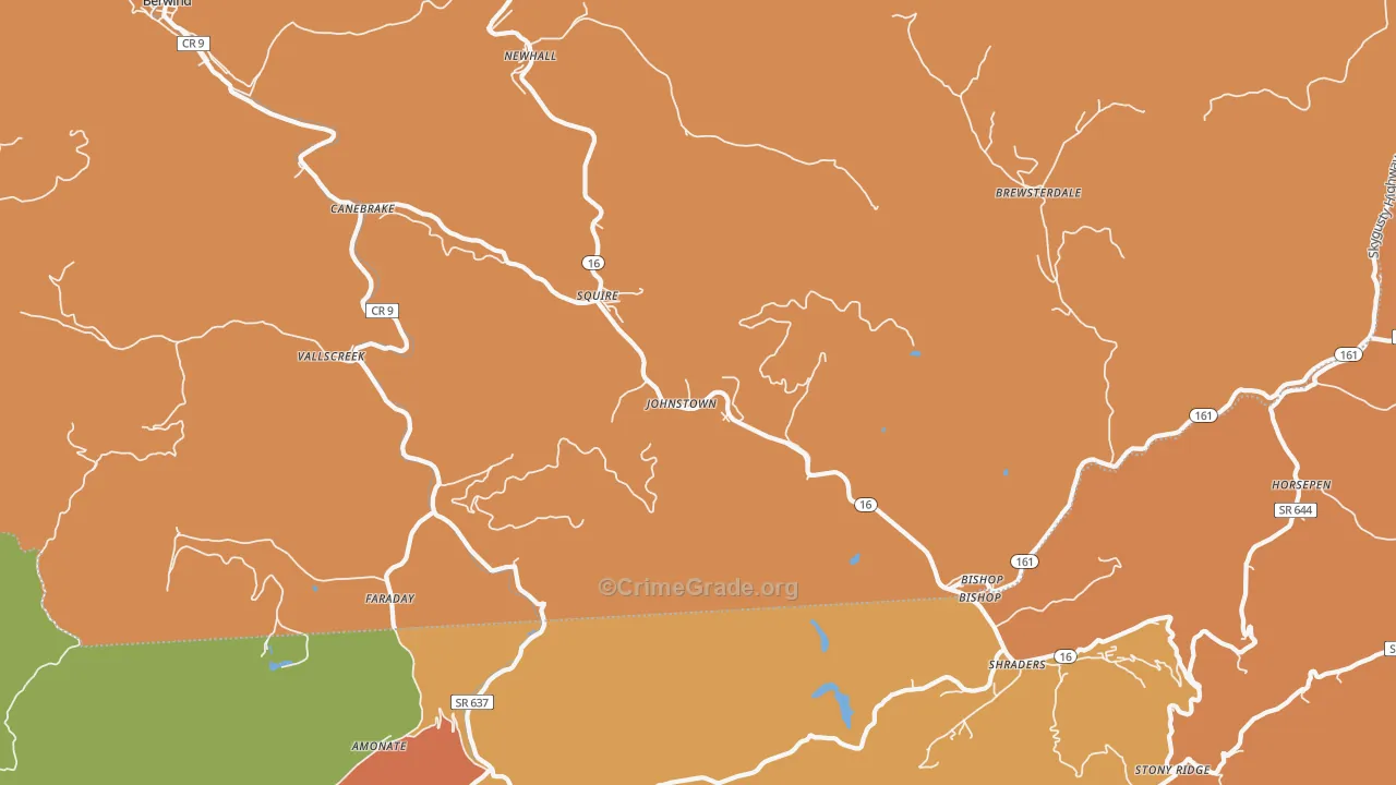 Squire, WV Map of Murder Rates