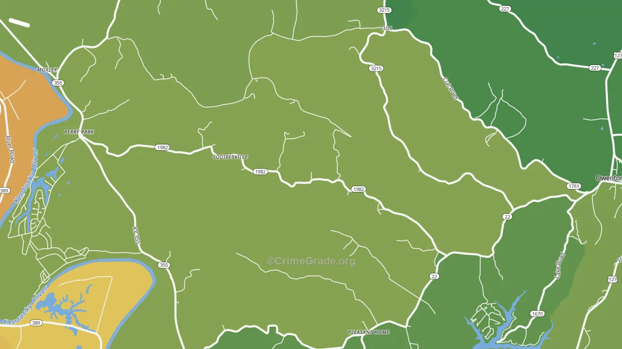 Squiresville, KY Map of Murder Rates