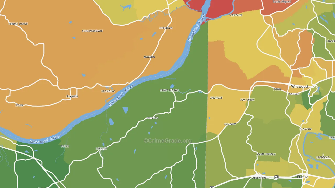 St. Albans, MO Map of Murder Rates