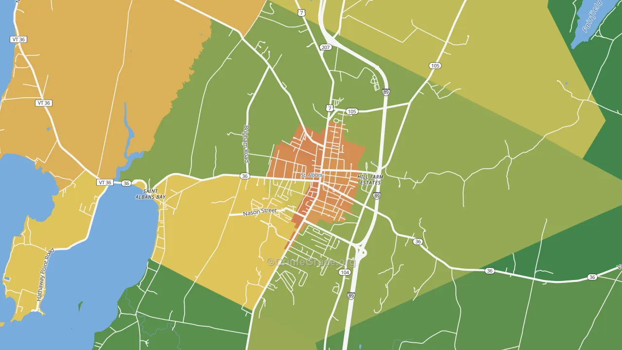 St. Albans, VT Map of Murder Rates