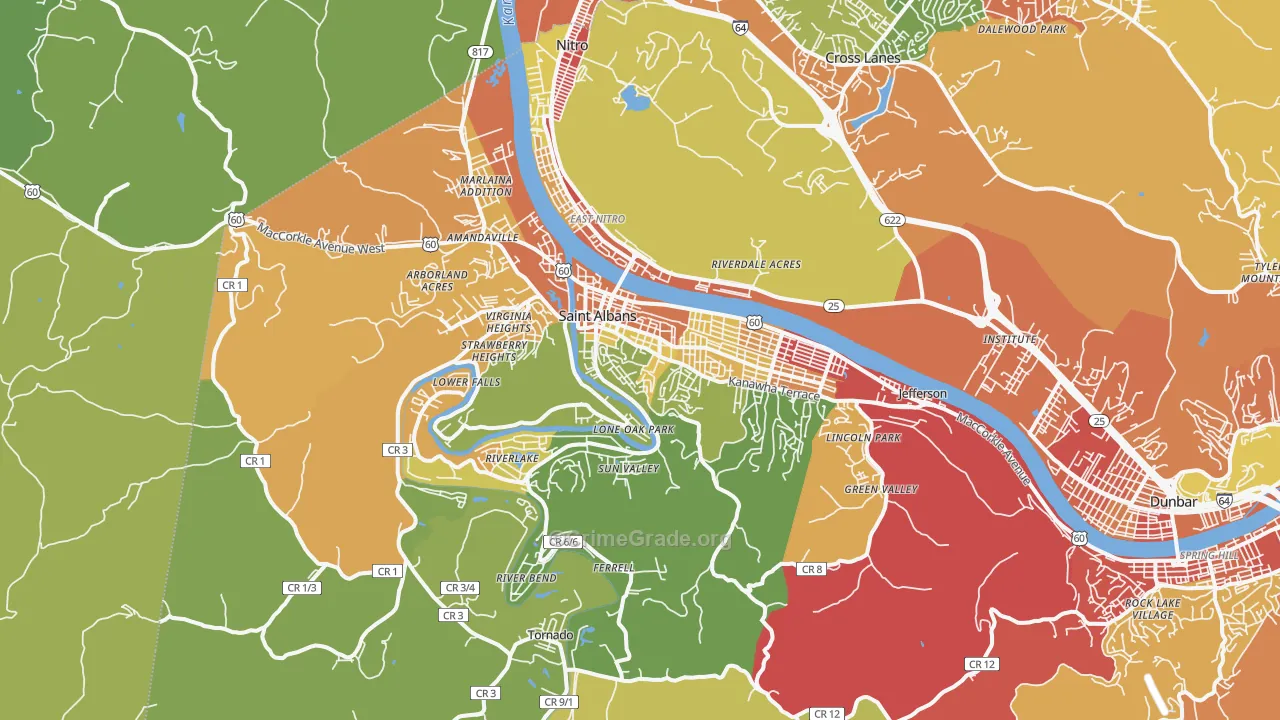 St. Albans, WV Map of Murder Rates