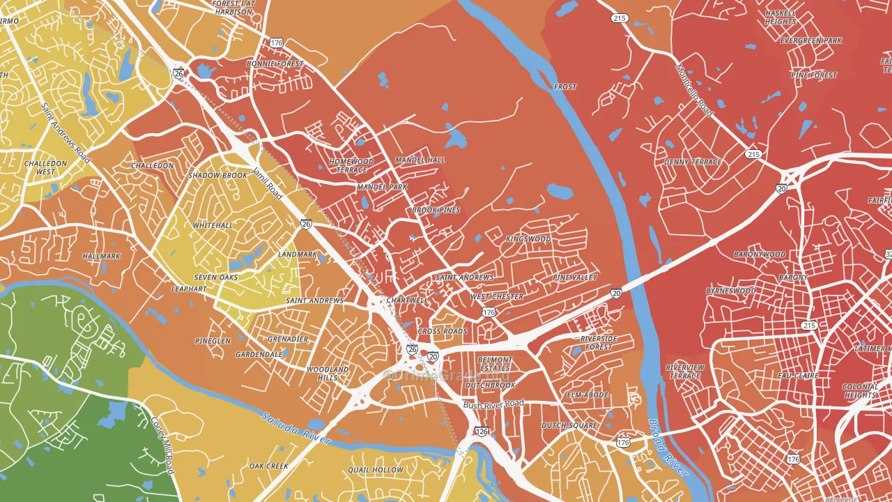 St. Andrews, SC Map of Murder Rates