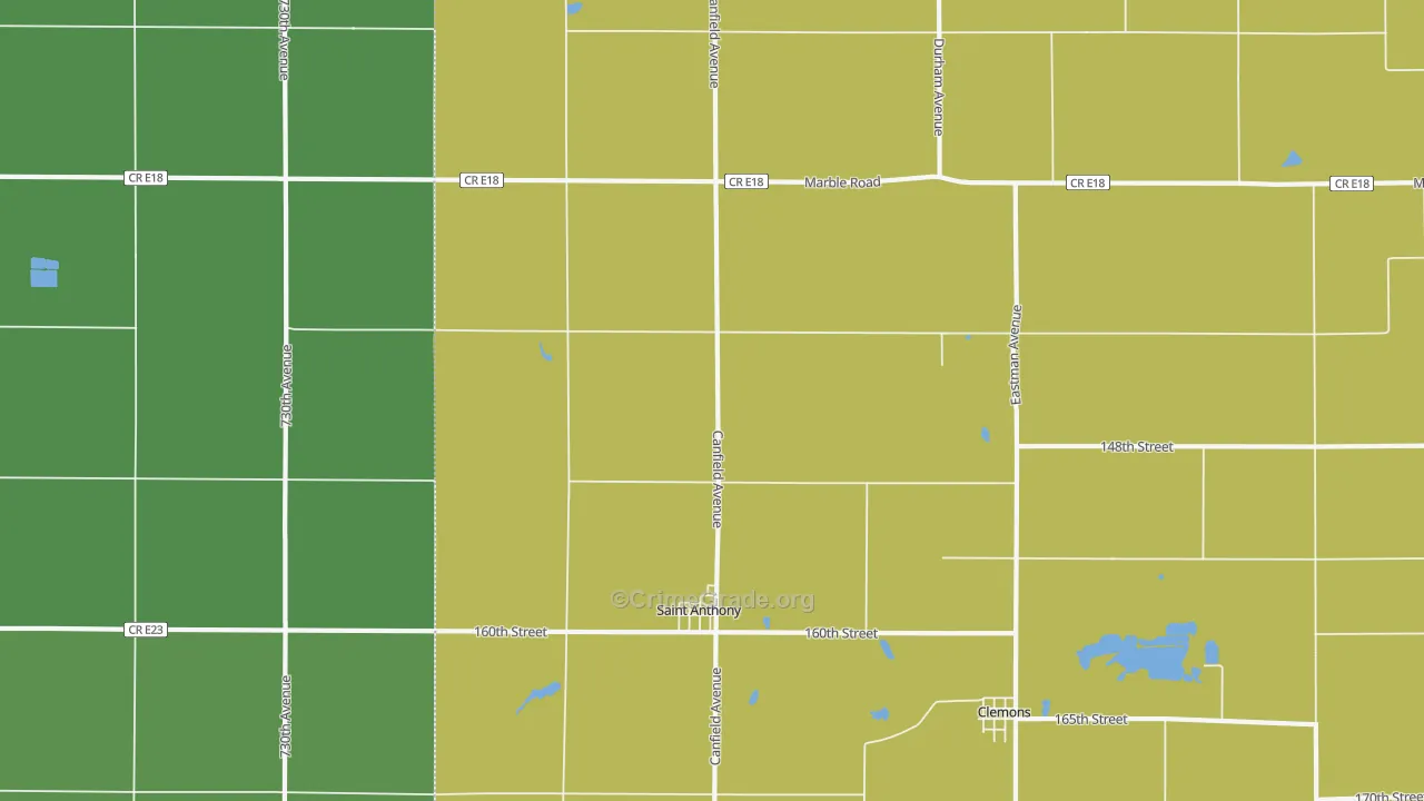 St. Anthony, IA Map of Murder Rates