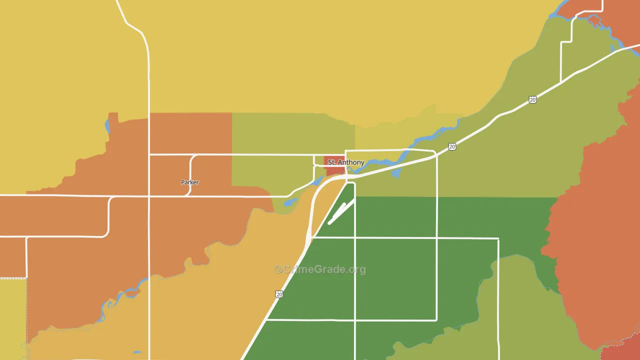 St. Anthony, ID Map of Murder Rates