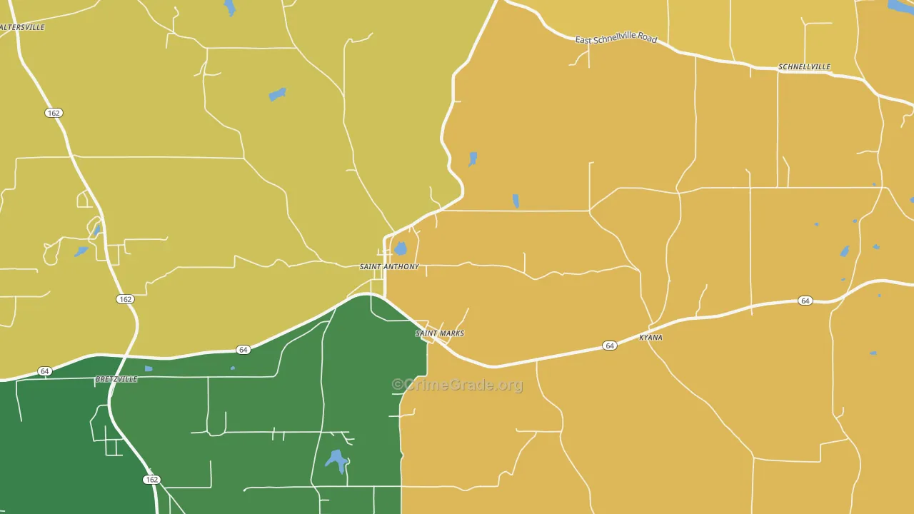 St. Anthony, IN Map of Murder Rates