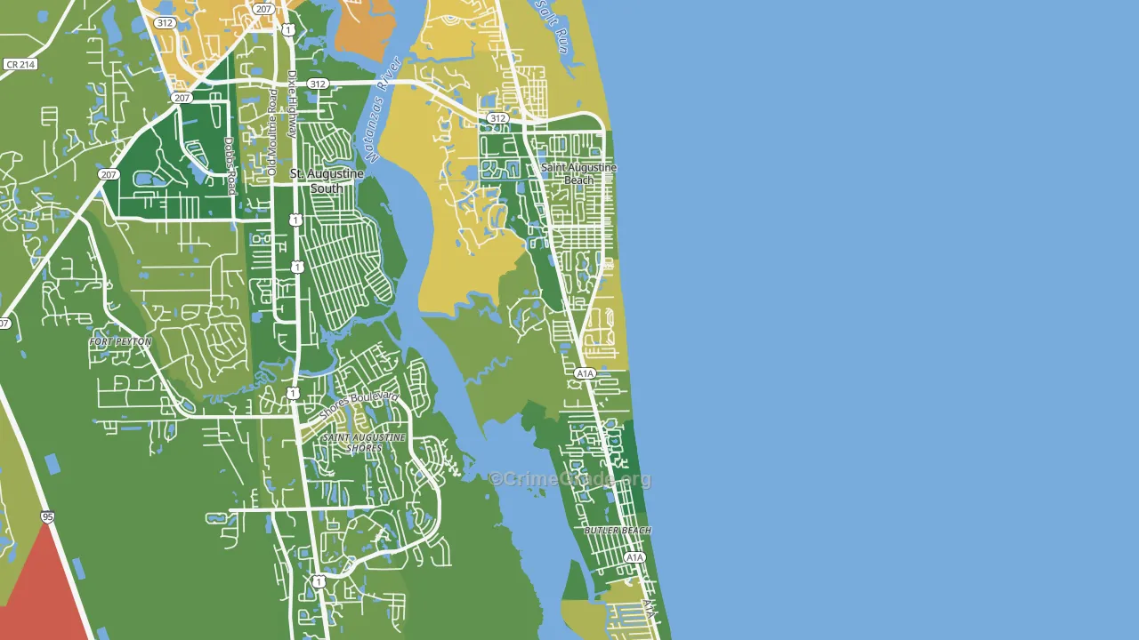 St. Augustine Beach, FL Map of Murder Rates