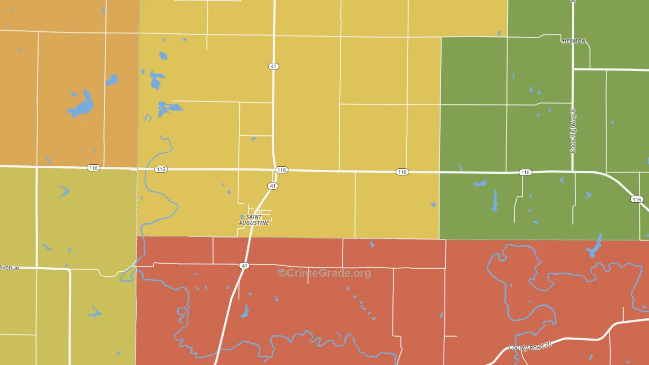 St. Augustine, IL Map of Murder Rates