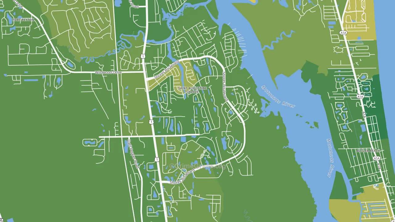 St. Augustine Shores, FL Map of Murder Rates
