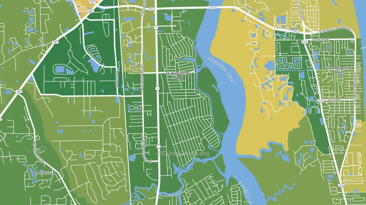 St. Augustine South, FL Map of Murder Rates