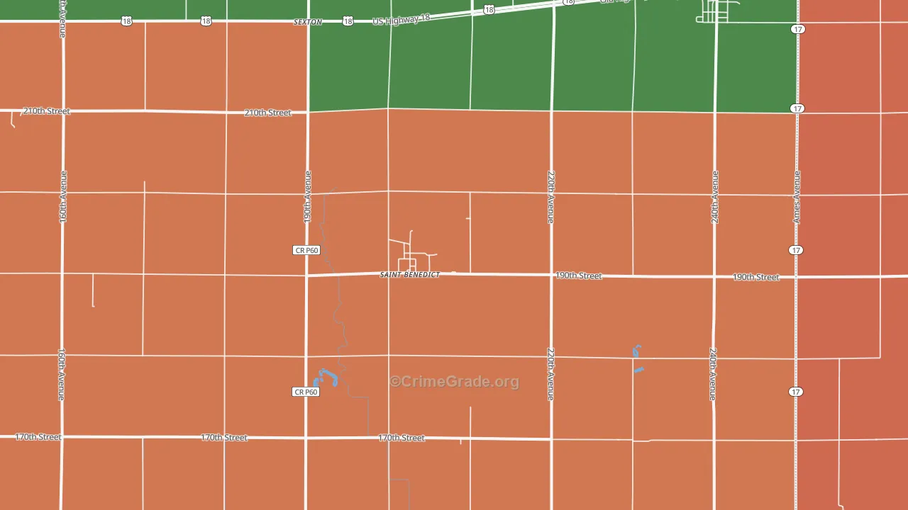 St. Benedict, IA Map of Murder Rates