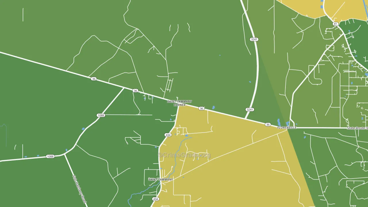 St. Benedict, LA Map of Murder Rates