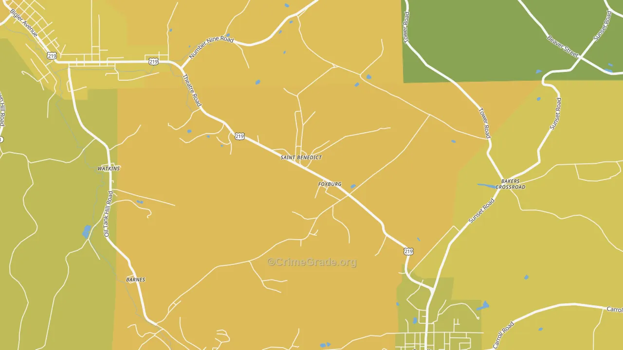 St. Benedict, PA Map of Murder Rates