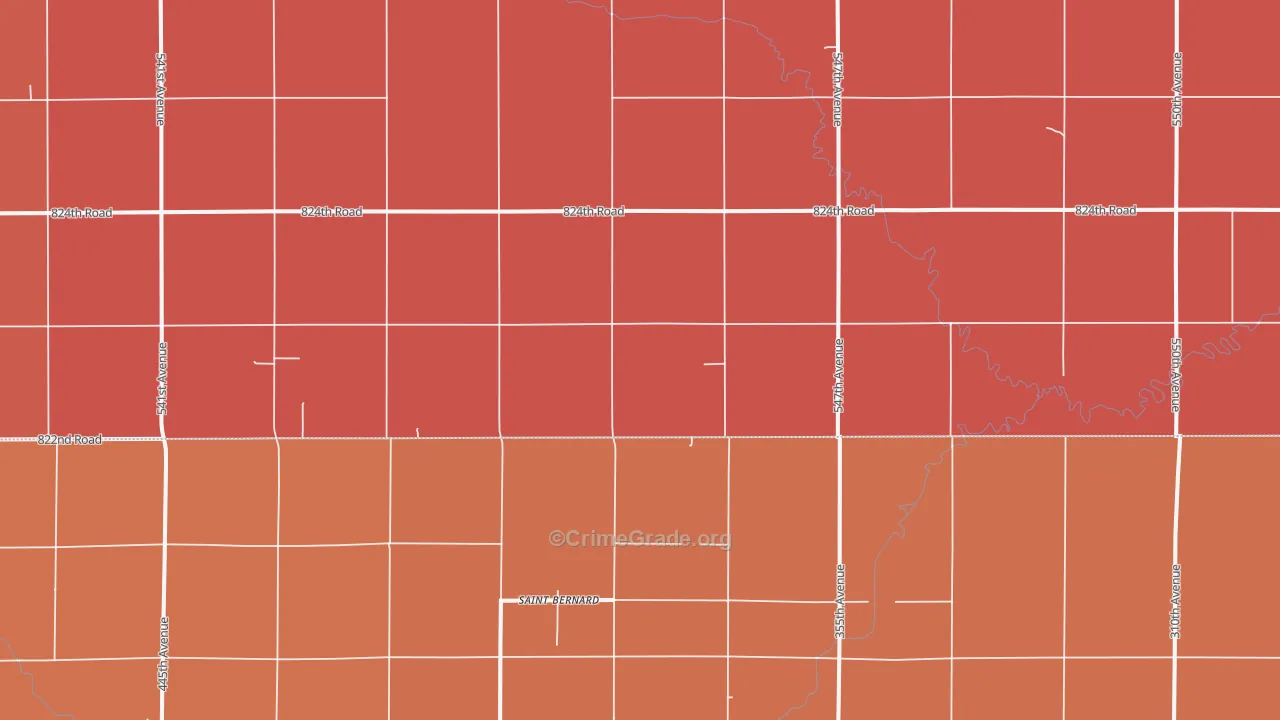 St. Bernard, NE Map of Murder Rates