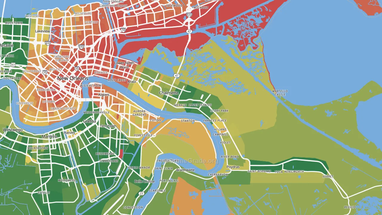St. Bernard Parish, LA Map of Murder Rates