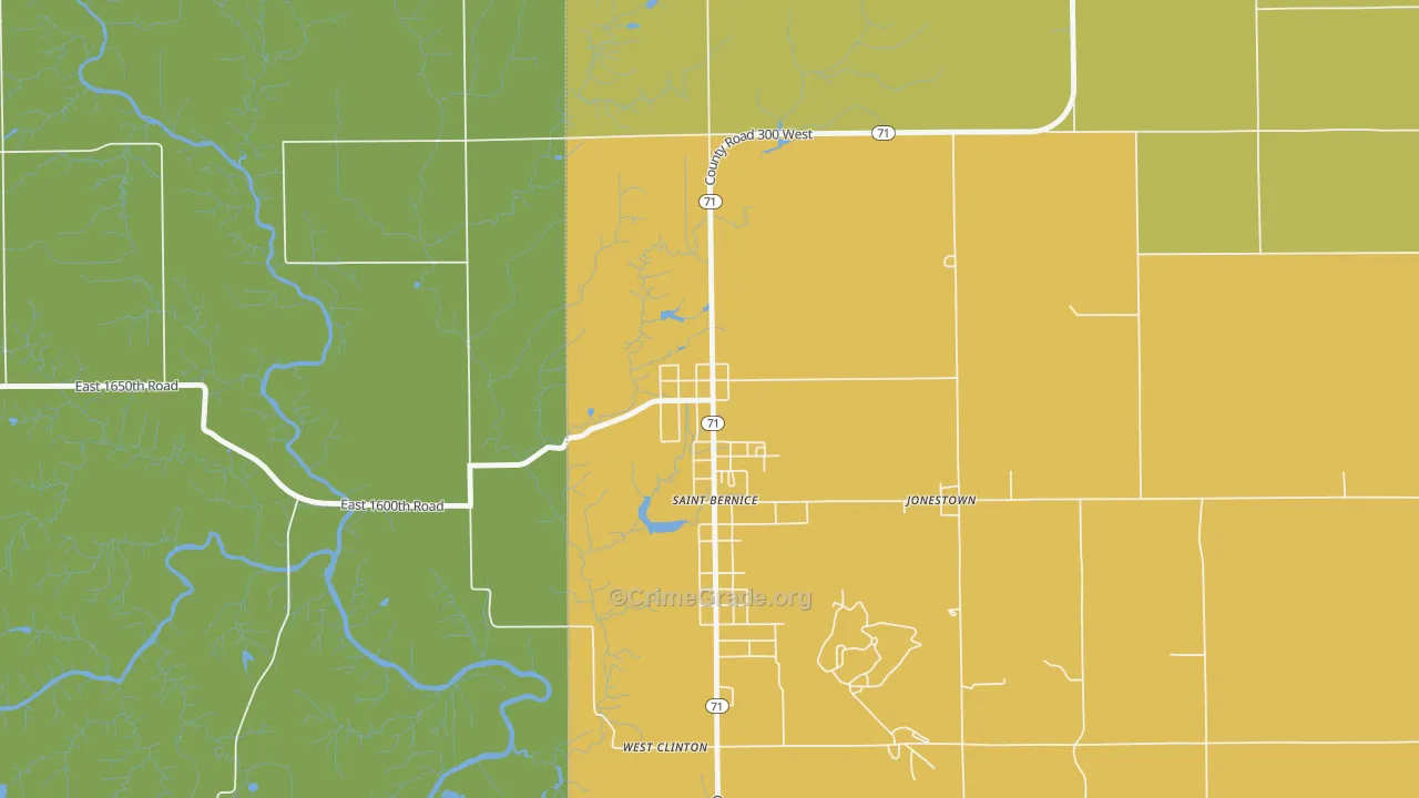 St. Bernice, IN Map of Murder Rates