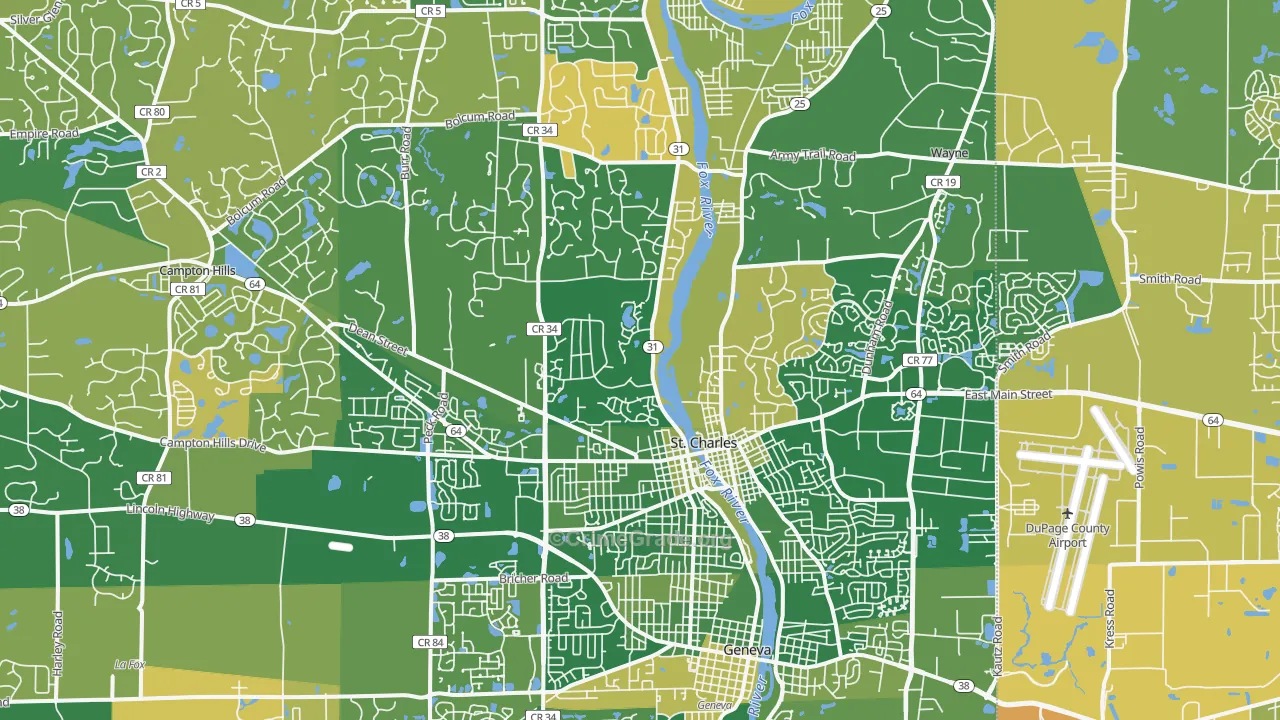 St. Charles, IL Map of Murder Rates