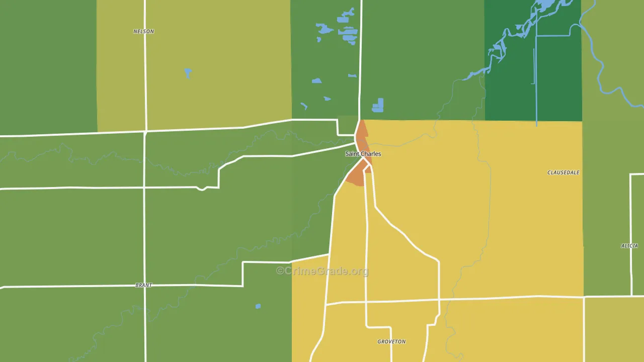 St. Charles, MI Map of Murder Rates