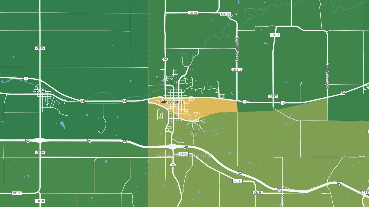 St. Charles, MN Map of Murder Rates