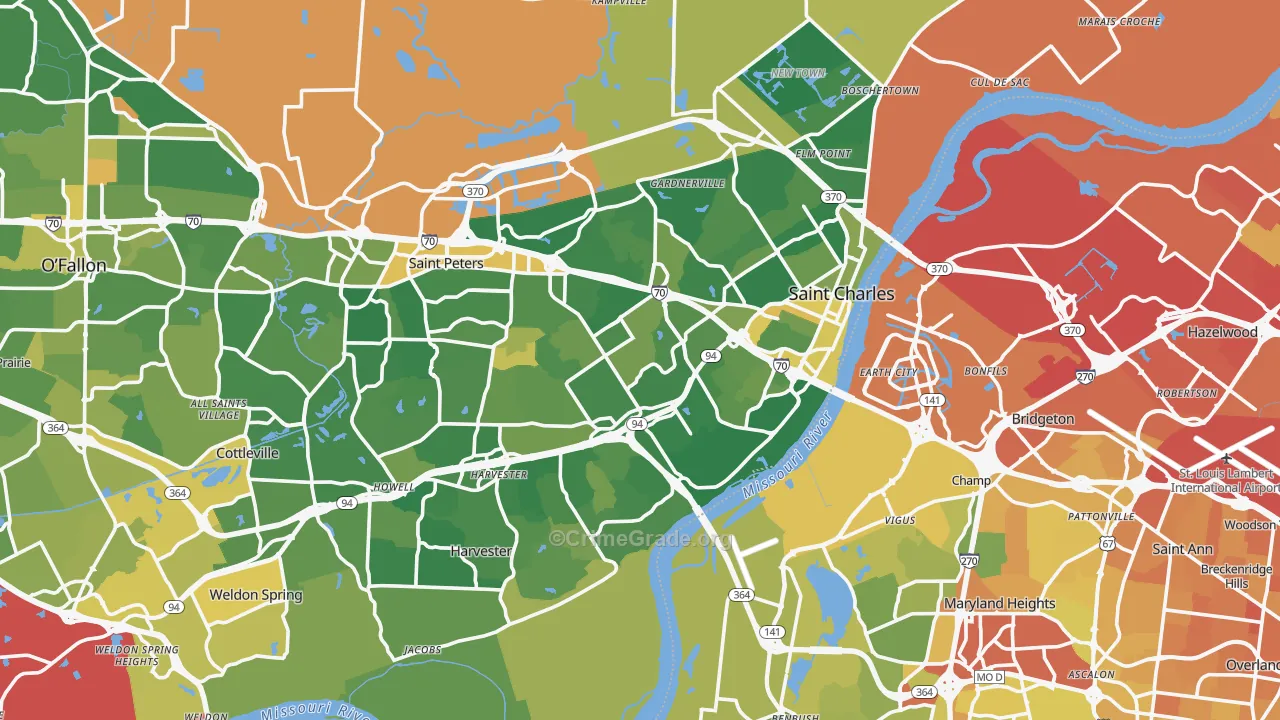 St. Charles, MO Map of Murder Rates