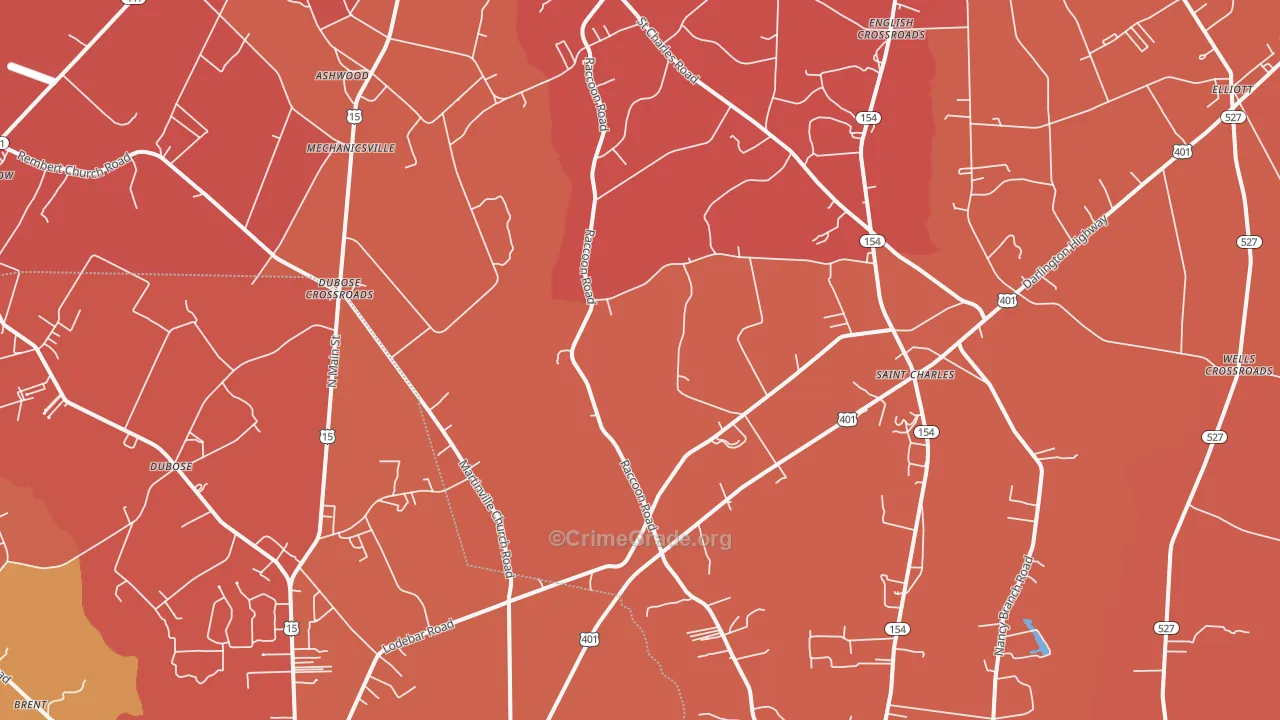 St. Charles, SC Map of Murder Rates
