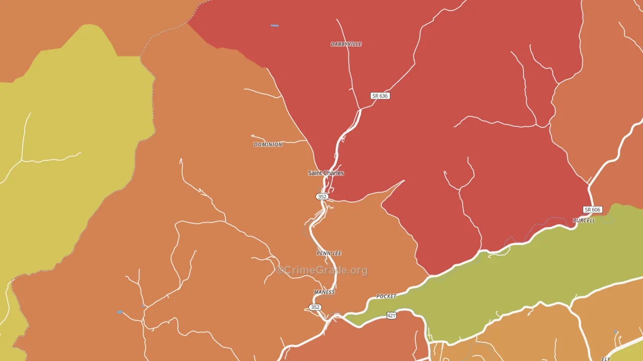 St. Charles, VA Map of Murder Rates