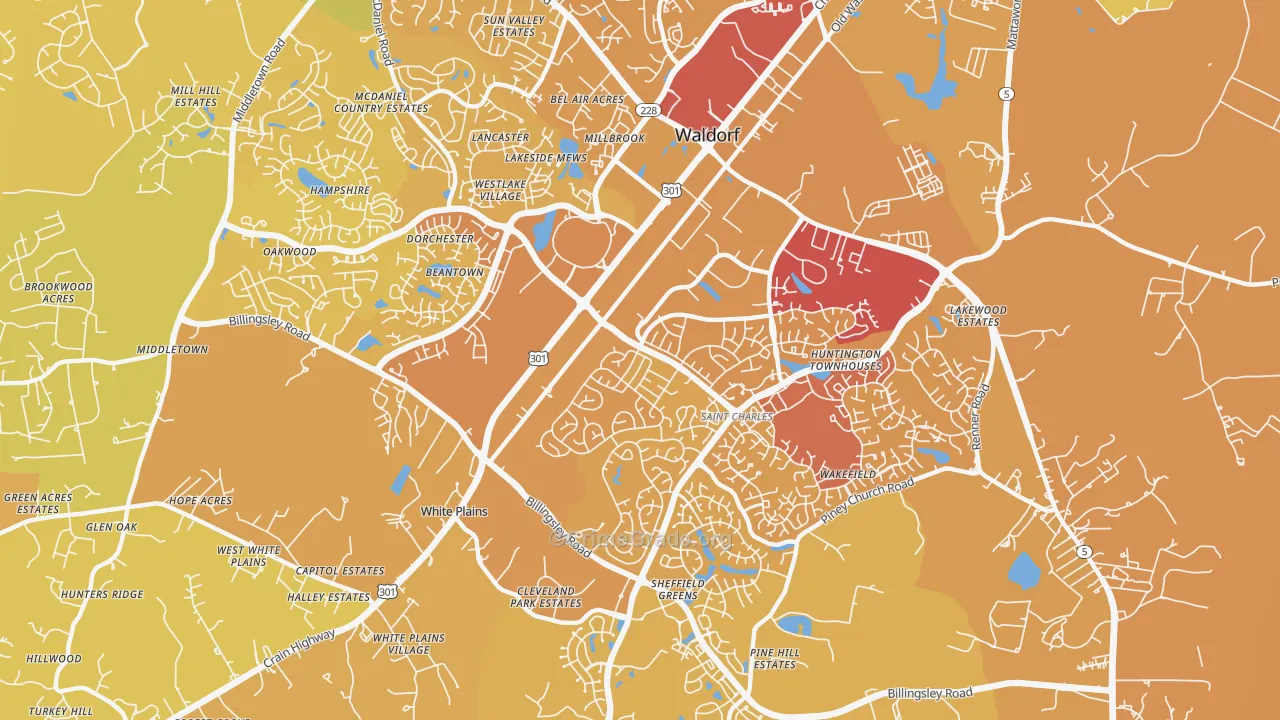 St Charles, Waldorf, MD Map of Murder Rates