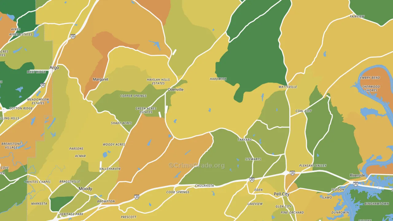 St. Clair County, AL Map of Murder Rates