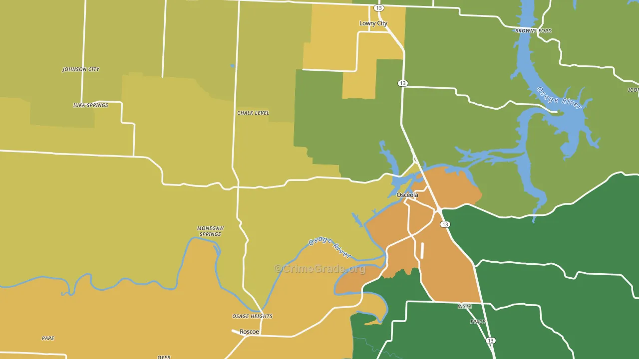 St. Clair County, MO Map of Murder Rates
