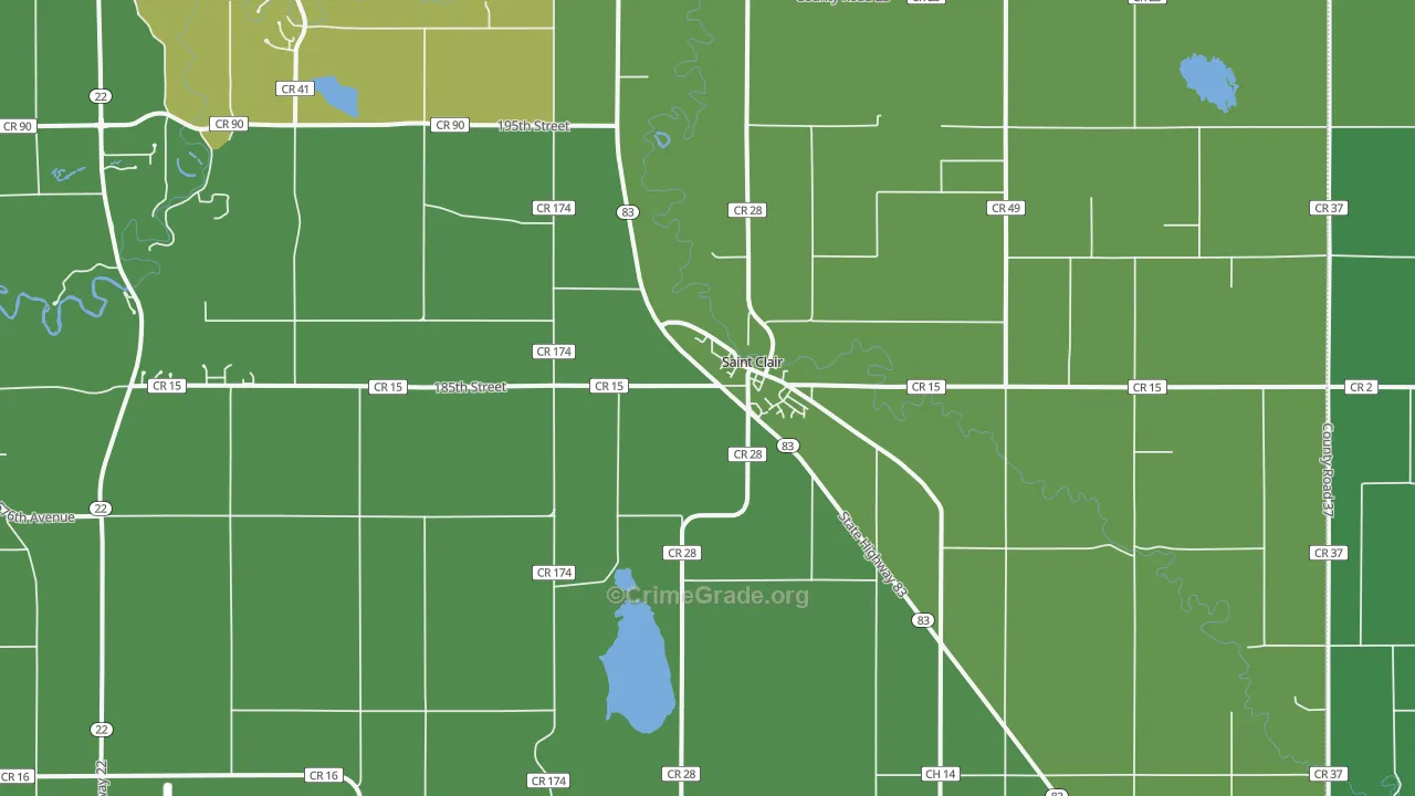 St. Clair, MN Map of Murder Rates