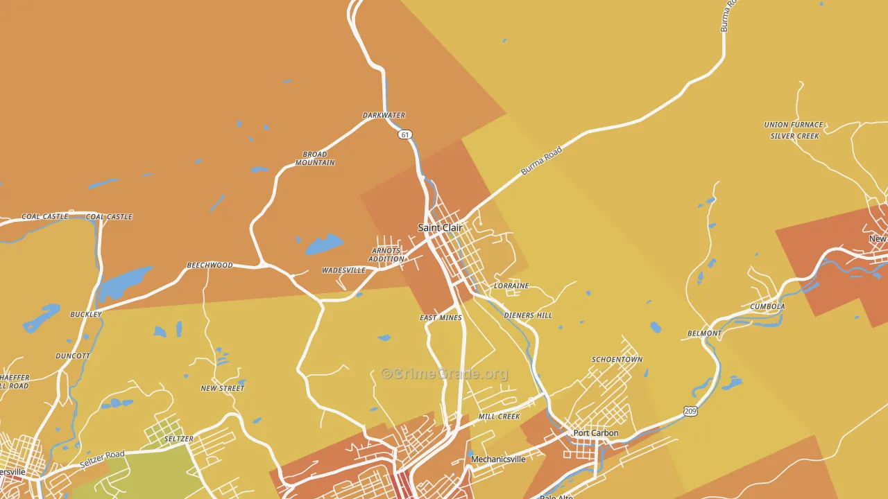 St. Clair, PA Map of Murder Rates